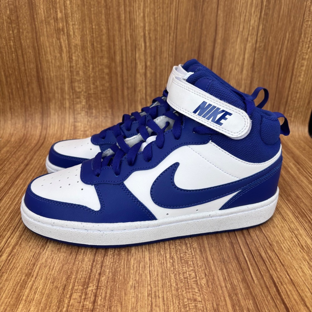 Nike Court Borough Mid 2 GS Kids 6Y‎ White Deep Night Blue CD7782-130 NEW - Picture 3 of 6